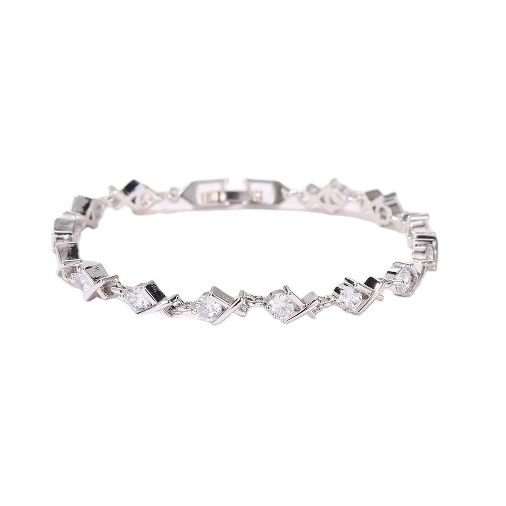 XO Tennis Bracelet for Women with Round Cut White Diamond Cubic