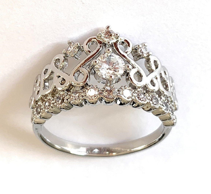 Princess Crown Ring with Cubic Zirconia Stones